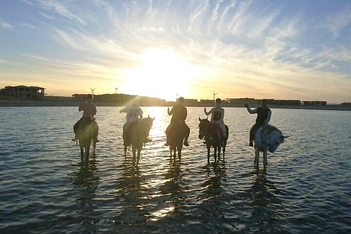 Horseback riding in the water